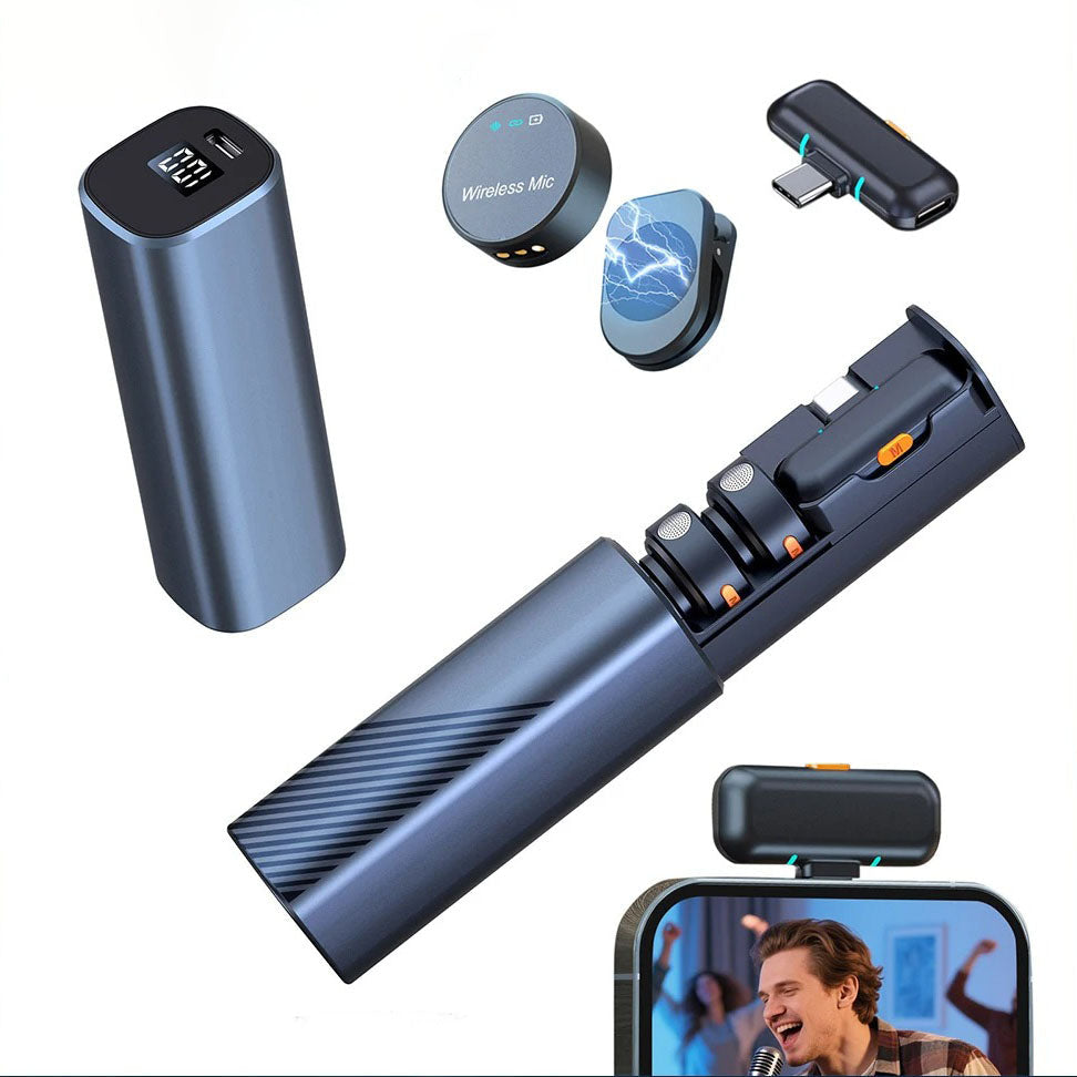 S53 Latest wireless lavalier microphone magnetic suction model for mobile live streaming, interview microphone noise reduction