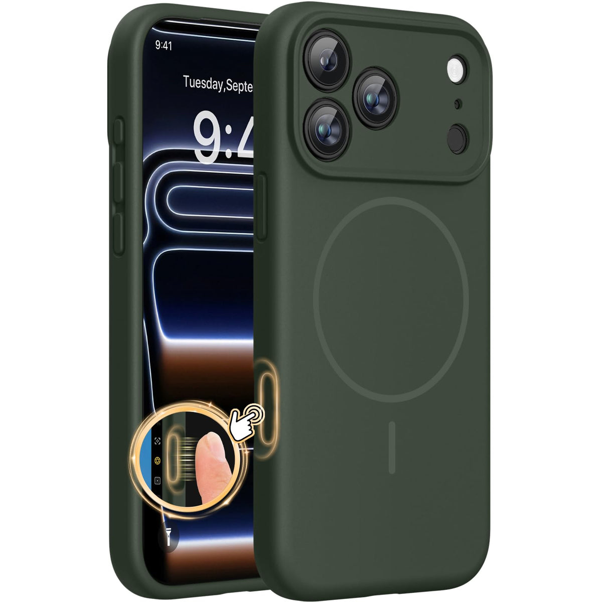Magnetic for iPhone 17 Pro Max Case, Compatible with MagSafe, Integrated Silicone Camera Control Cover, 3.0mm Thicken Shockproof Drop Protection Phone Case for 17 ProMax, Orange