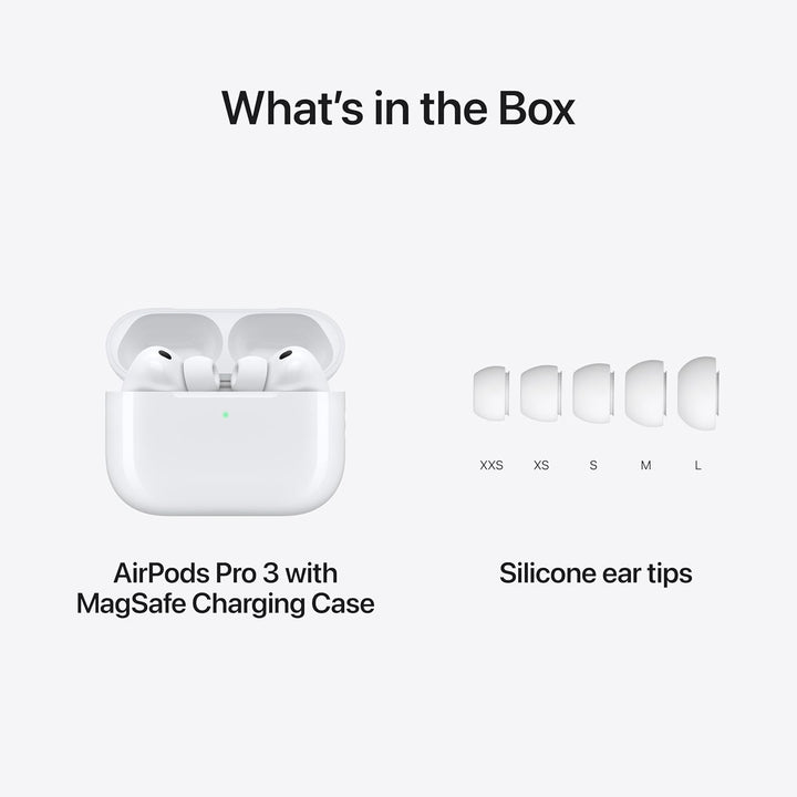 AirPods Pro 3 With MagSafe Charging Case (USB-C) with speaker and lanyard loop (White, True Wireless) With One Year Warranty