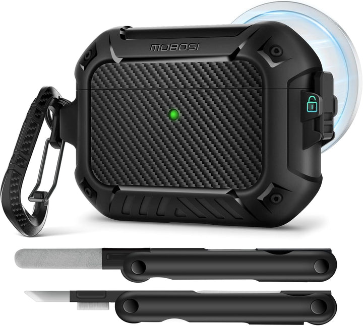 AirPods Case with Lock & Keychain & Cleaner Kit