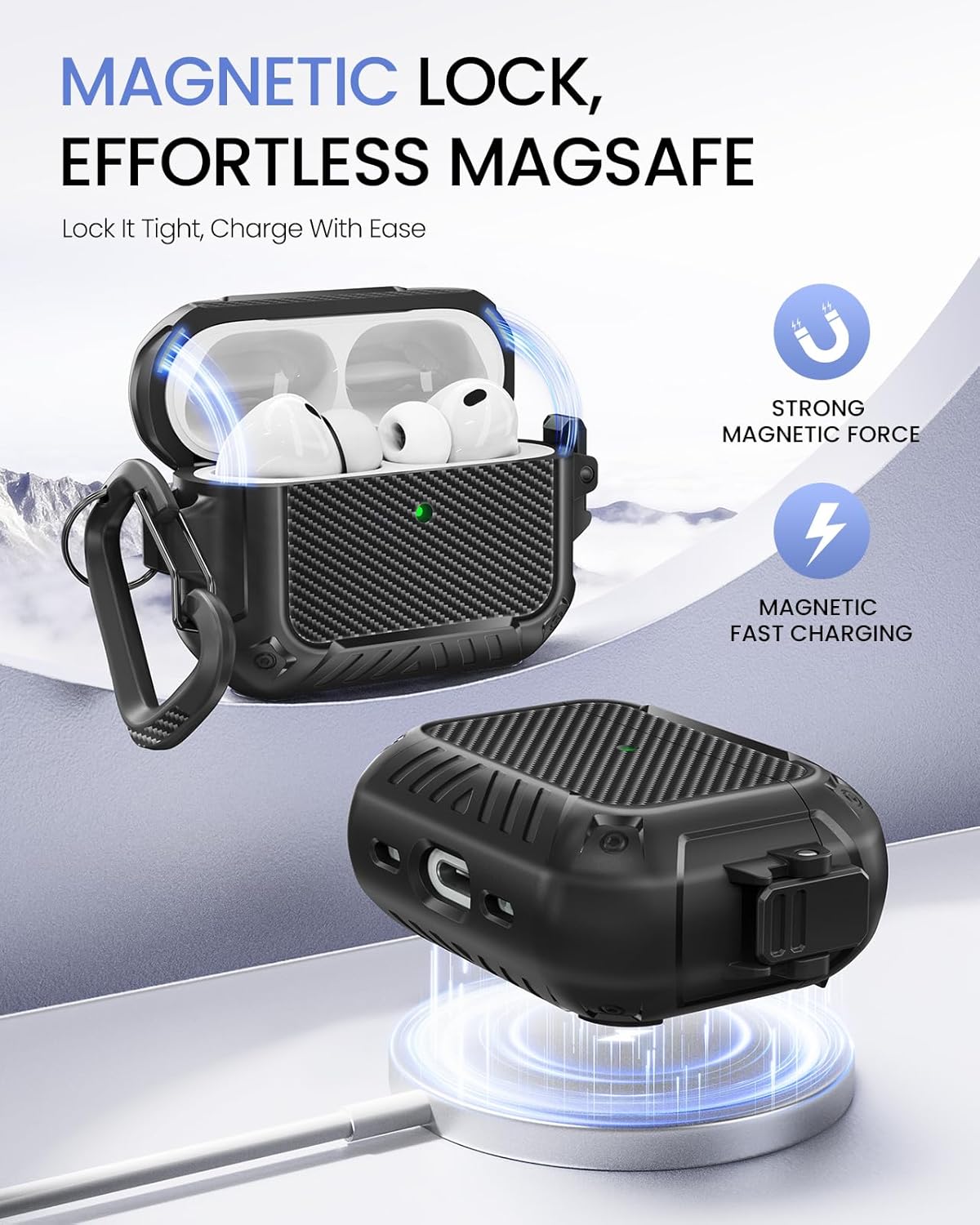 AirPods Case with Lock & Keychain & Cleaner Kit