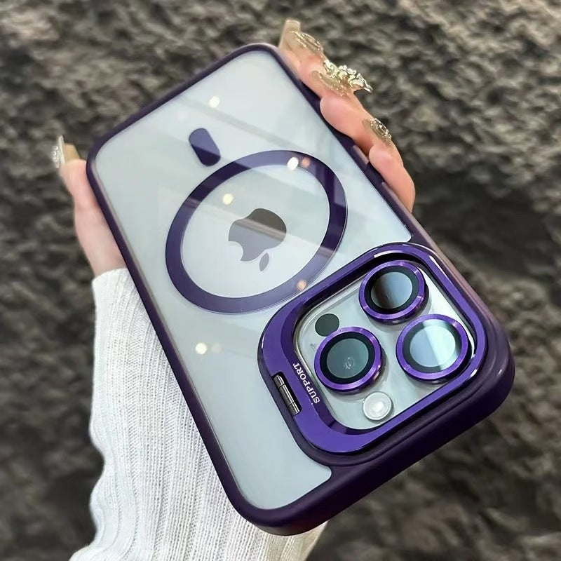 Luxury Magnetic Metal Lens Bumper Protection Case For iPhone 17 16 15 14 13 12 11 Pro Max Funda Wireless Charge Hard Clear Cover