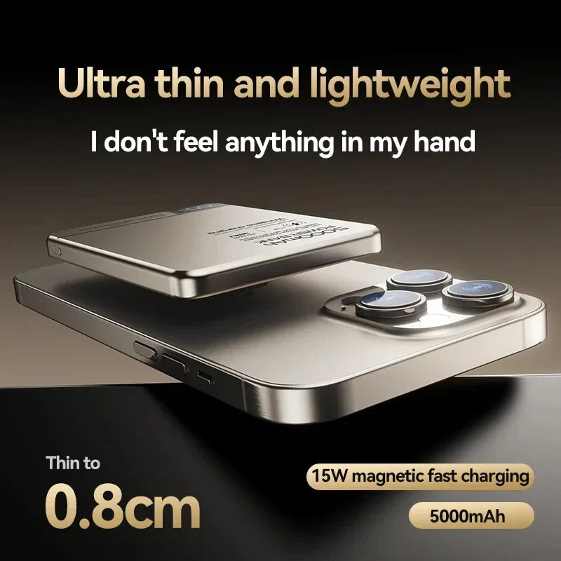 Ultra Wireless Magnetic Power Bank Travel Portable Fast Charging Capacity Digital External Battery For Magsafe IPhone CCC