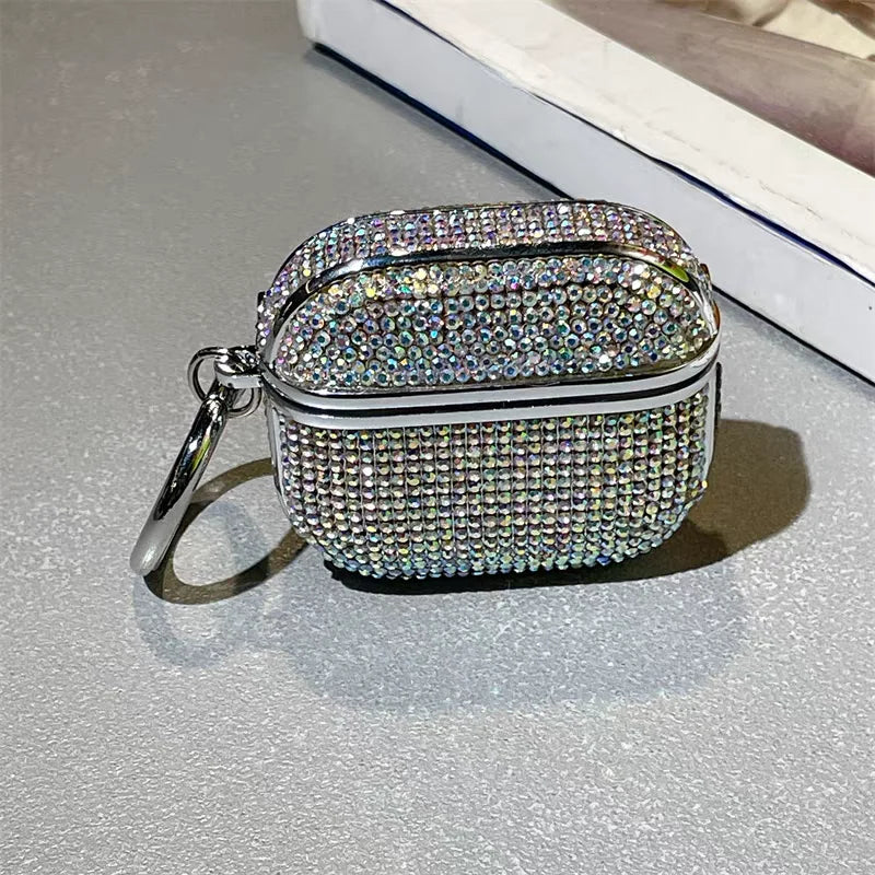 Plated Sparkling Diamond Bluetooth Headphone Case for Apple AirPods 1 3 4th Gen Pro2 Keychain Shockproof Earphone Cover