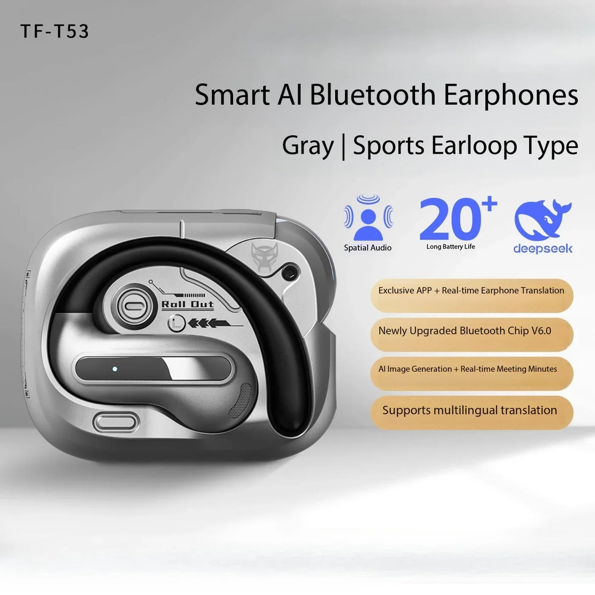 AI Translation Intelligent Open Earphone OWS Bluetooth 6.0 Ultra Long Battery Life ENC Noise Cancelling Sports Office Earphones