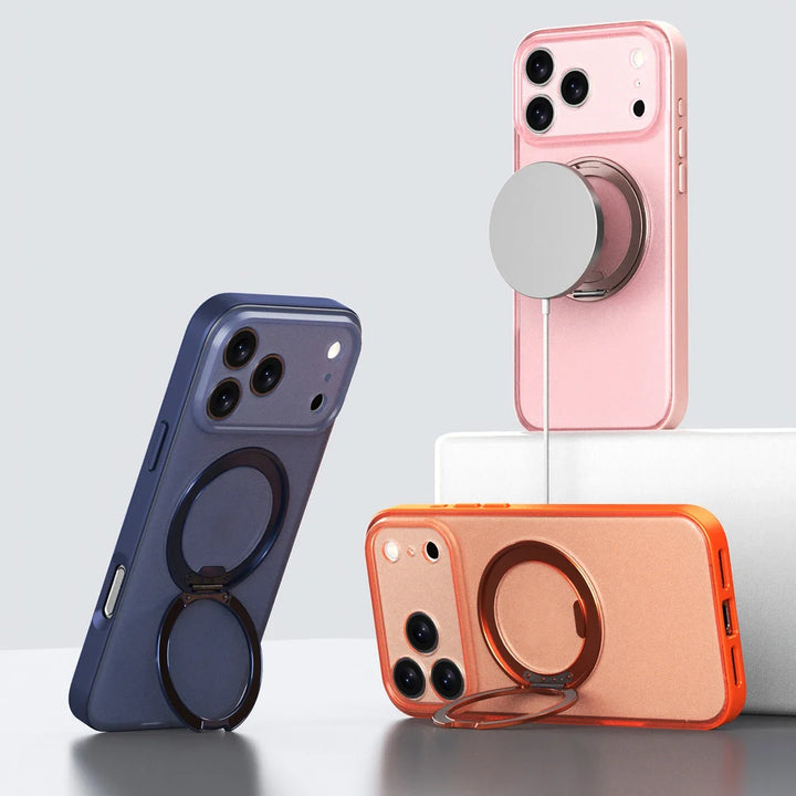 Upgraded 360 Magnetic Stand for iPhone 17 Pro Max Case with Camera Control, Fit for MagSafe with Ring, Mil-Grade Protection, Translucent Slim for iPhone 17 ProMax Case Ostand