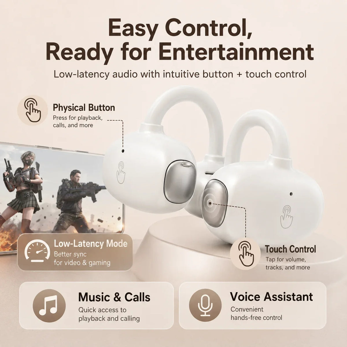 H22 AI Translation Open-Ear Earbud